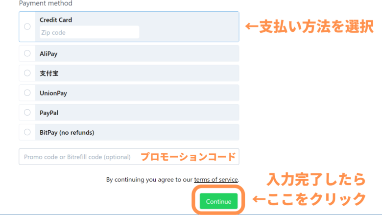 支払情報を入力