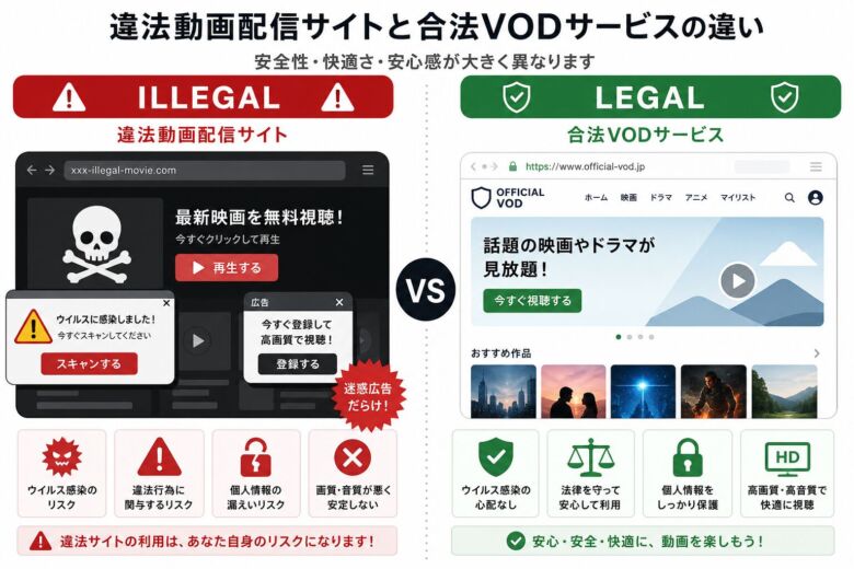 映画違法サイトとは?合法サイトとの違いを解説
