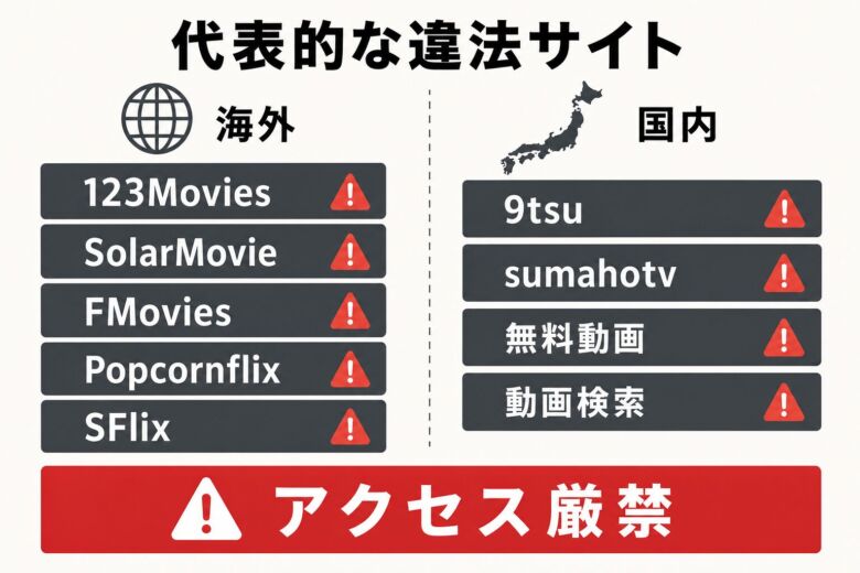 代表的な映画違法サイトの実例と特徴