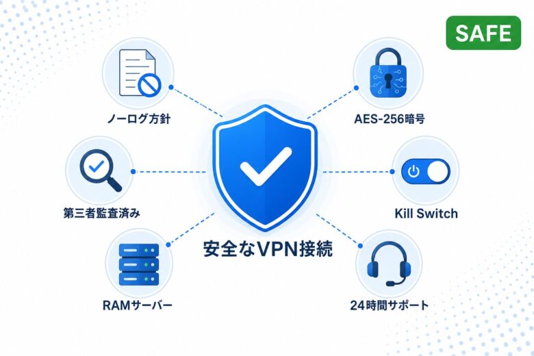 Surfsharkのセキュリティ機能図解